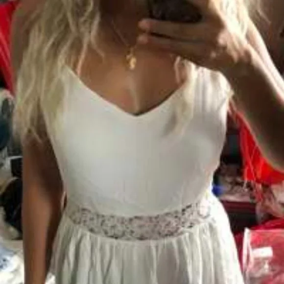 Lace Insert Ruffle Hem Slip Dress - Picture 8 of 15